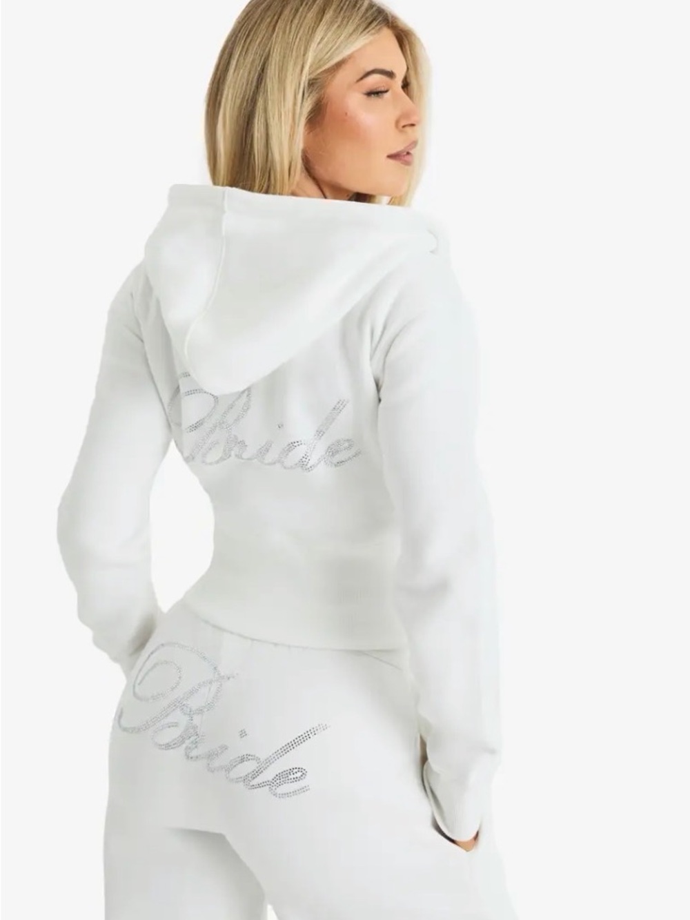 White 'Bride' Rhinestone Sweat Set